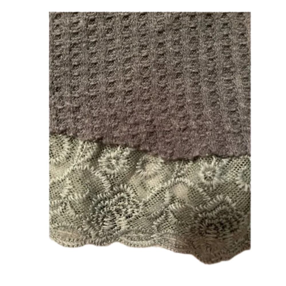 Merokeety Gray Thermal And  Lace Long Sleeve Tunic Top Size Large - Picture 6 of 9